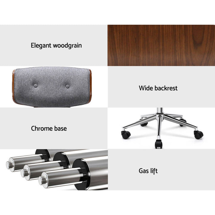 Retro Low Back Fabric Office Chair - Grey - Homecoze