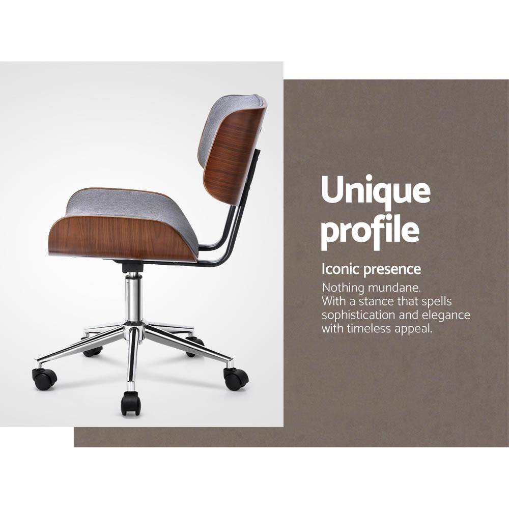 Retro Low Back Fabric Office Chair - Grey - Homecoze