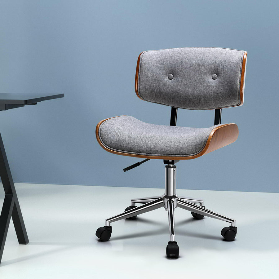 Retro Low Back Fabric Office Chair - Grey - Homecoze