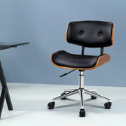 Retro Low Back PU Leather Office Chair - Black - Homecoze