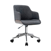 Office Chair Low Back Wood & Fabric - Grey - Homecoze
