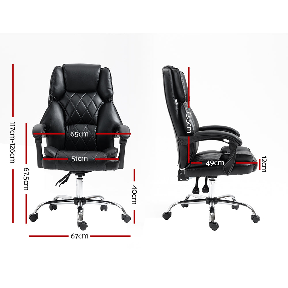 Executive PU Leather Office Chair Recliner - Black - Homecoze