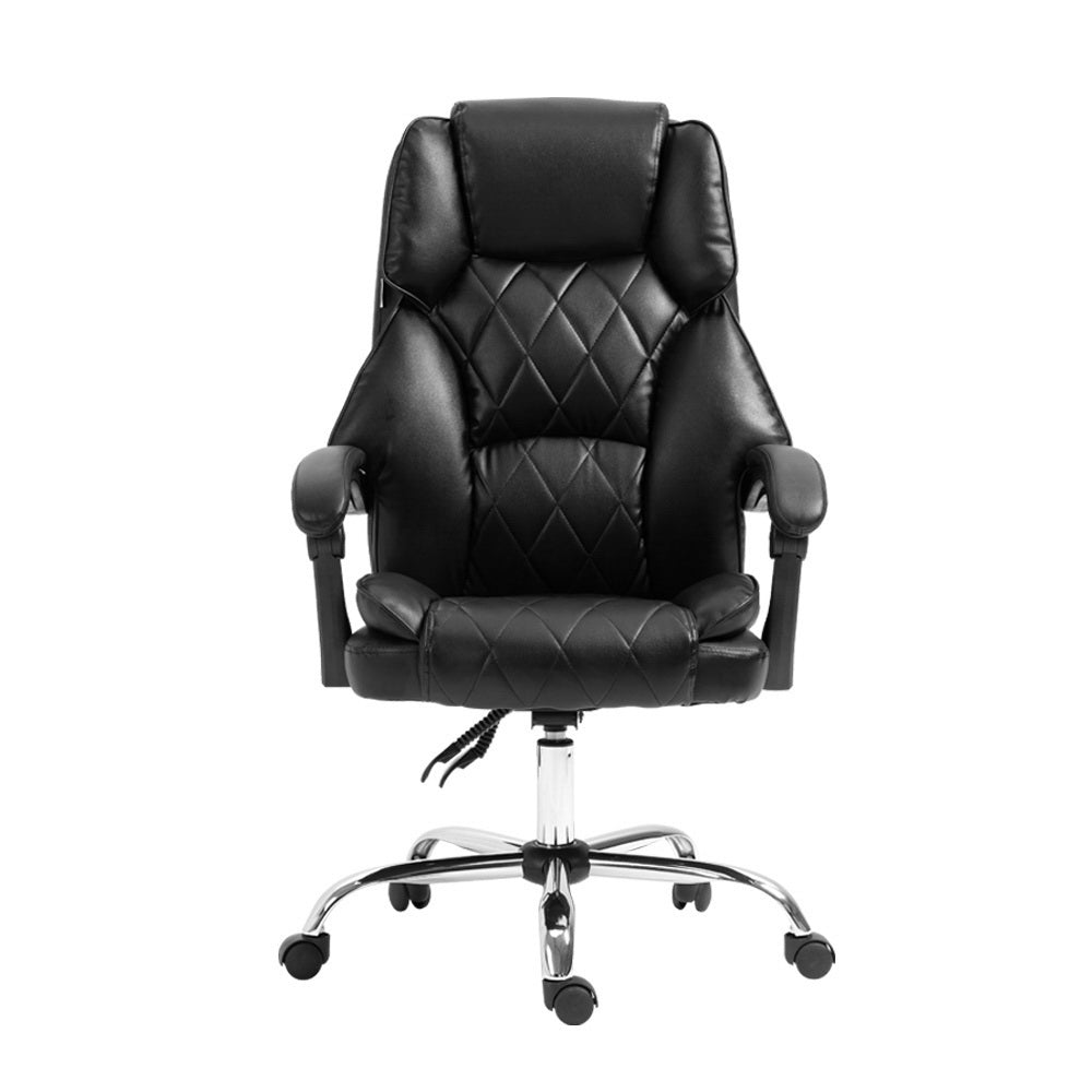 Executive PU Leather Office Chair Recliner - Black - Homecoze