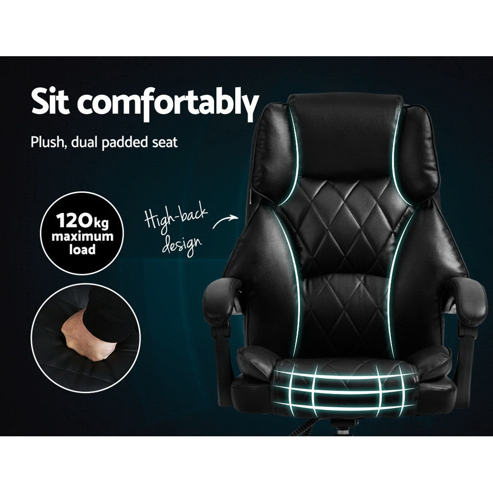 Executive PU Leather Office Chair Recliner - Black - Homecoze