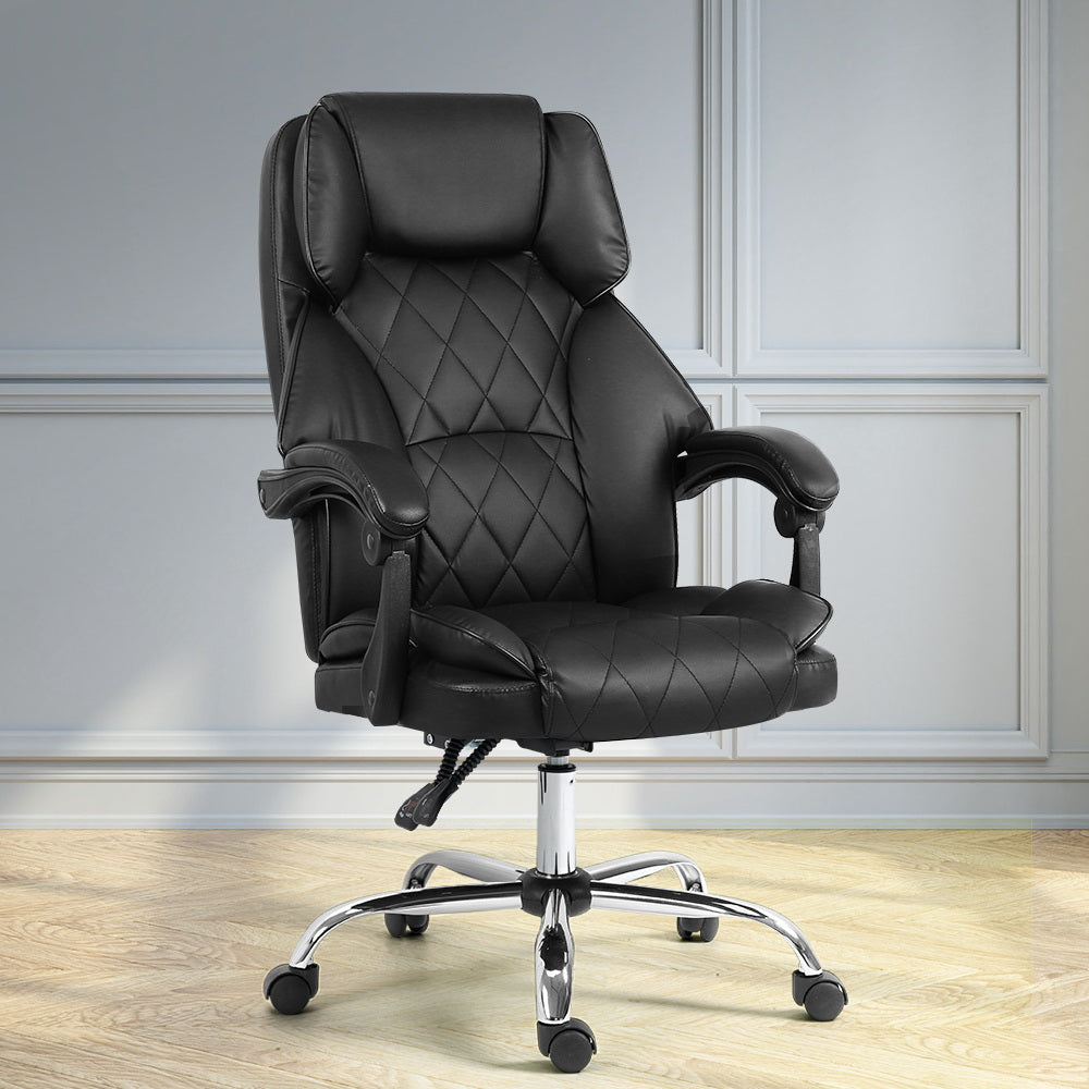 Executive PU Leather Office Chair Recliner - Black - Homecoze