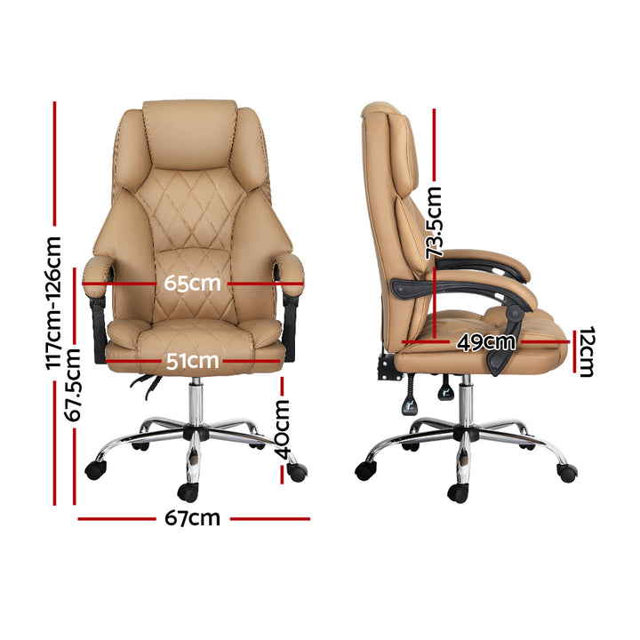 Executive PU Leather Office Chair Recliner - Espresso