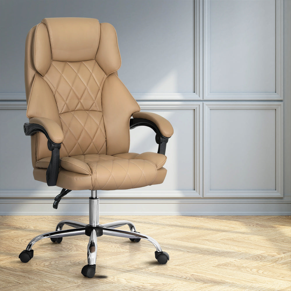 Executive PU Leather Office Chair Recliner - Espresso