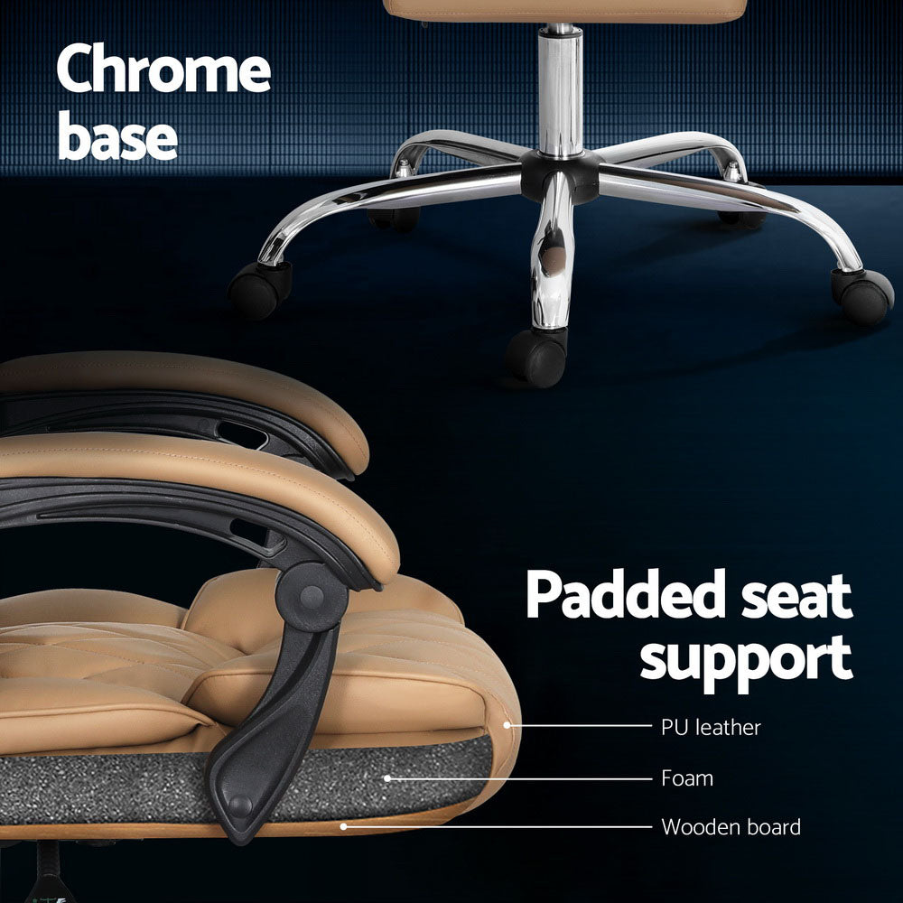 Executive PU Leather Office Chair Recliner - Espresso - Homecoze