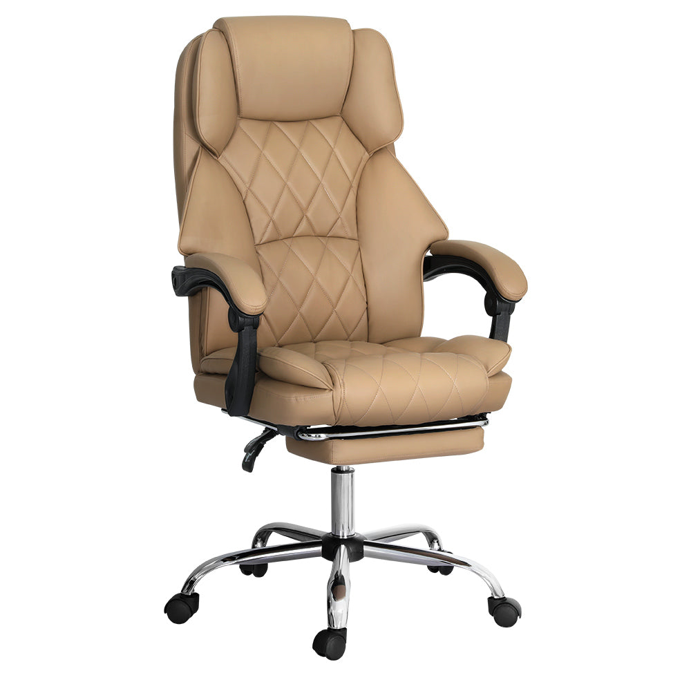 Executive PU Leather Office Chair Recliner & Footrest - Espresso