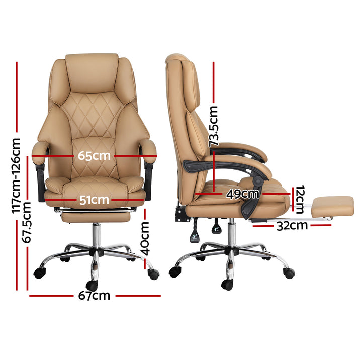 Executive PU Leather Office Chair Recliner & Footrest - Espresso