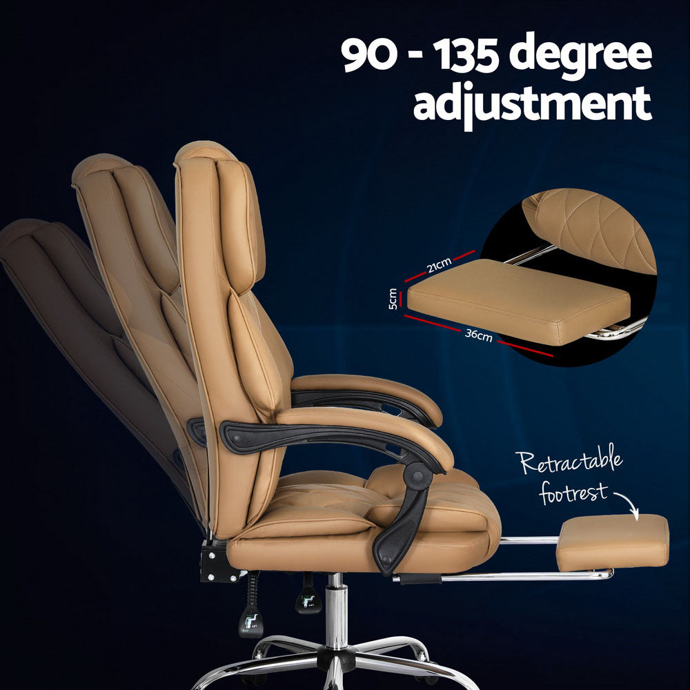 Executive PU Leather Office Chair Recliner & Footrest - Espresso - Homecoze