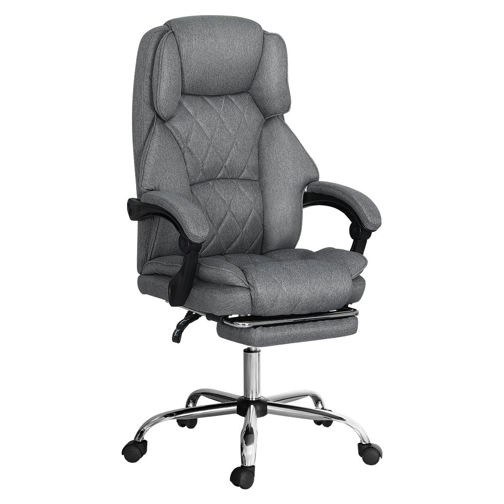 Executive Fabric Office Chair Recliner & Footrest - Grey - Homecoze