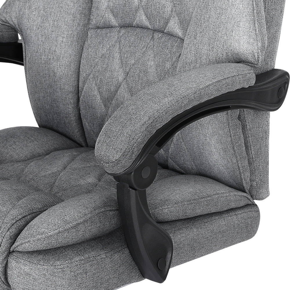 Executive Fabric Office Chair Recliner & Footrest - Grey