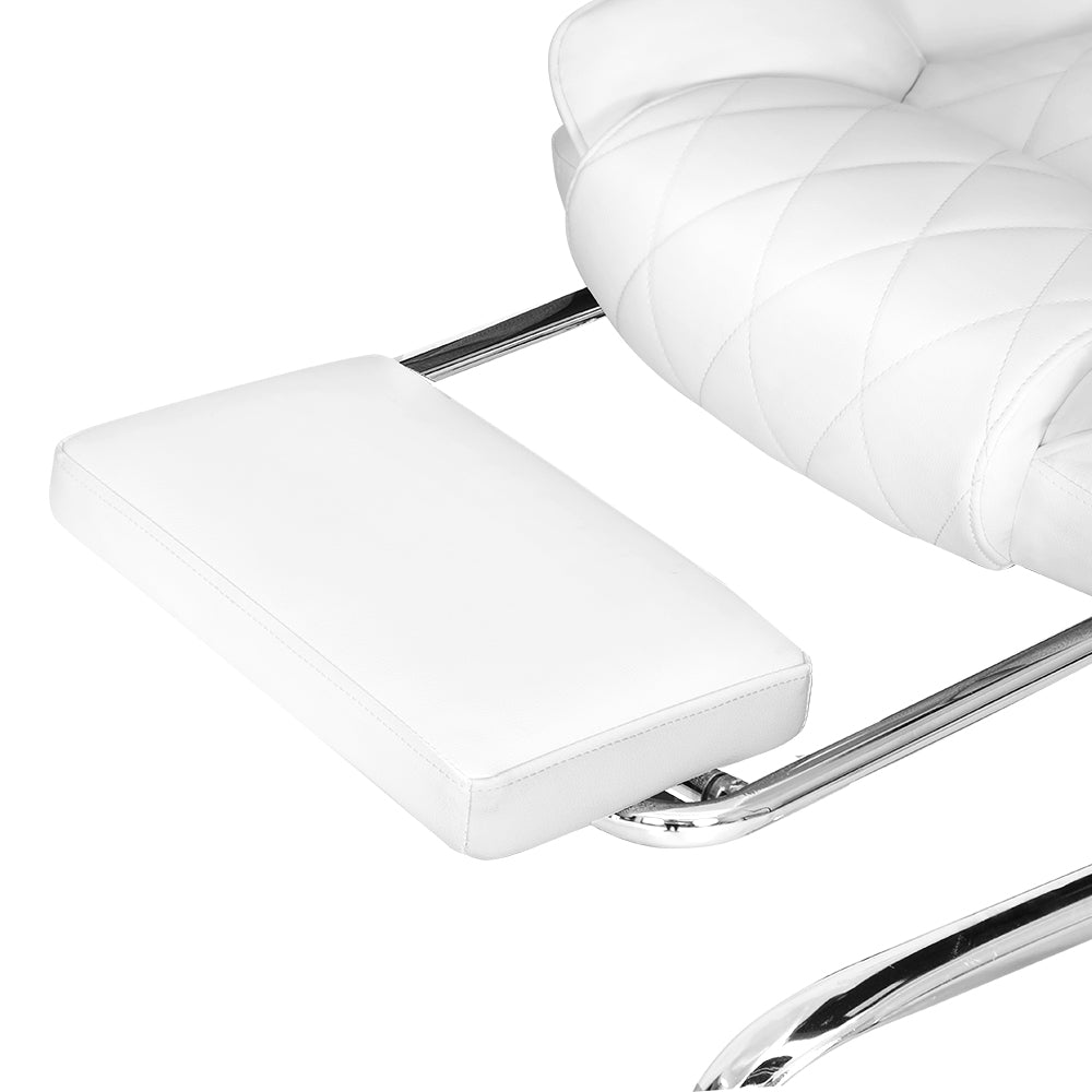 Executive PU Leather Office Chair Recliner & Footrest - White - Homecoze