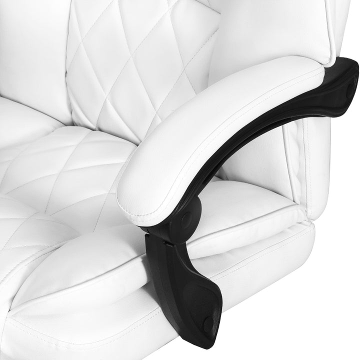 Executive PU Leather Office Chair Recliner & Footrest - White