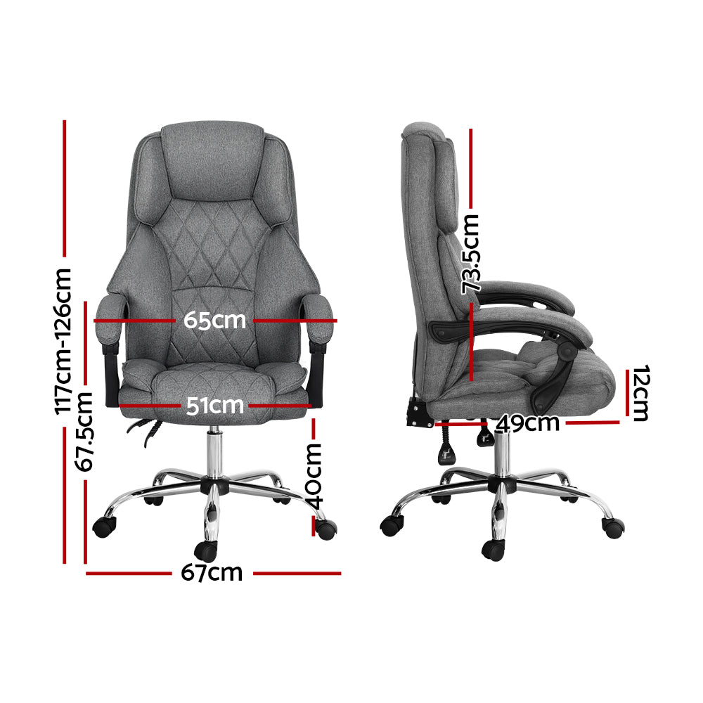 Executive Fabric Office Chair Recliner - Grey - Homecoze
