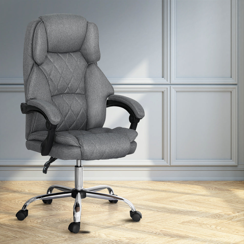 Executive Fabric Office Chair Recliner - Grey - Homecoze