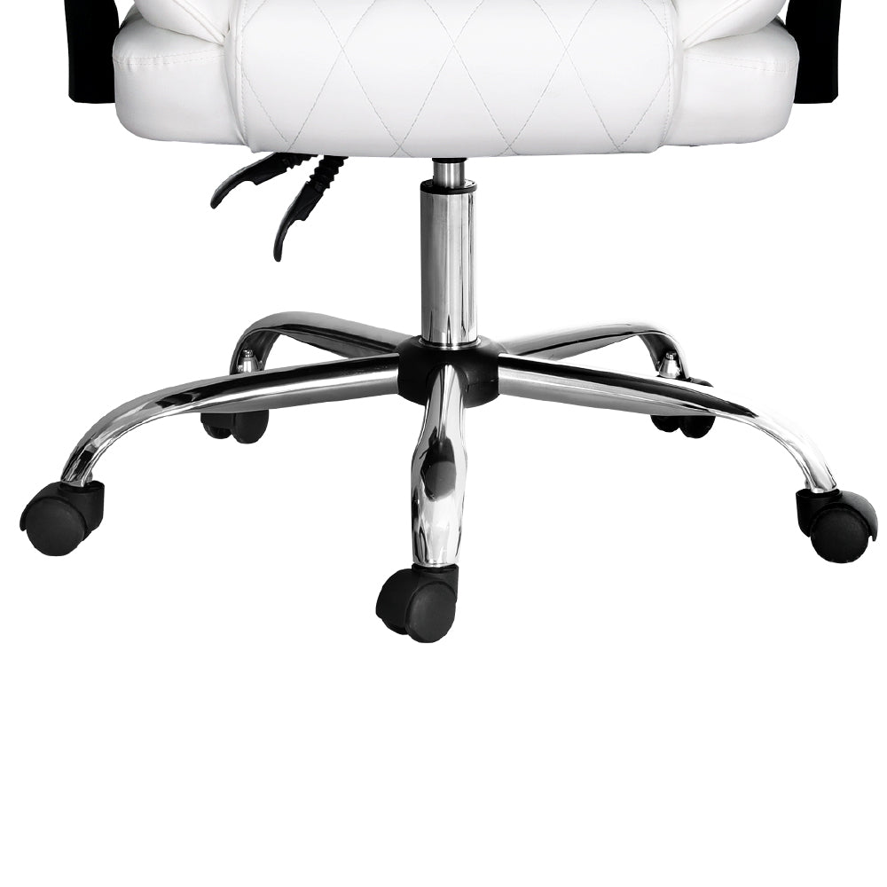 Executive PU Leather Office Chair Recliner - White - Homecoze