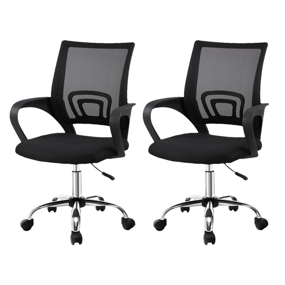 Set of 2 Essential Mesh Office Chairs – Black - Homecoze