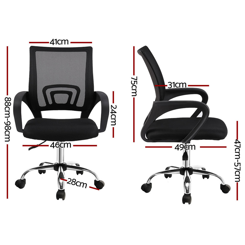 Set of 2 Essential Mesh Office Chairs – Black - Homecoze
