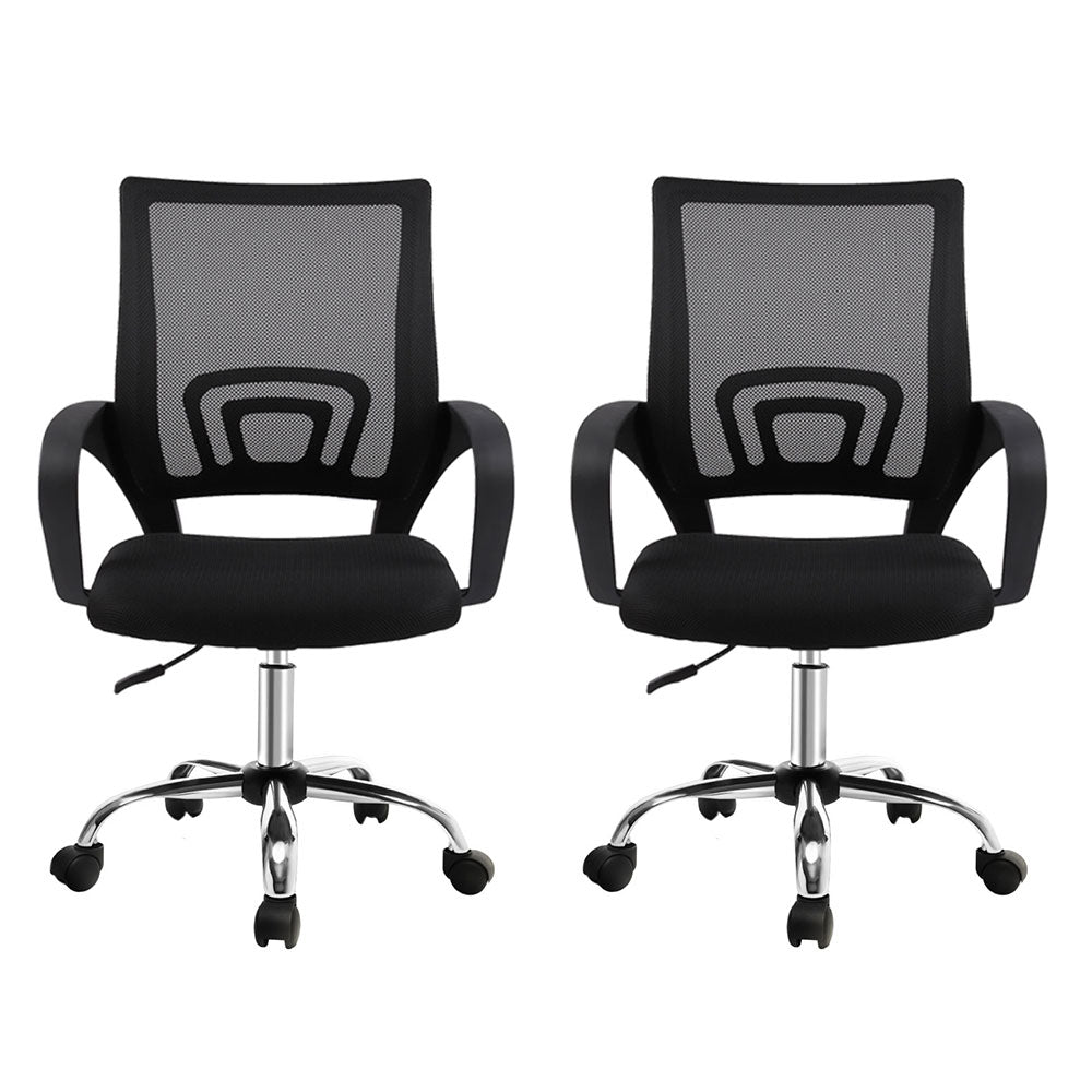 Set of 2 Essential Mesh Office Chairs – Black - Homecoze