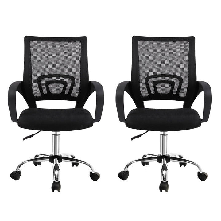 Set of 2 Essential Mesh Office Chairs – Black - Homecoze
