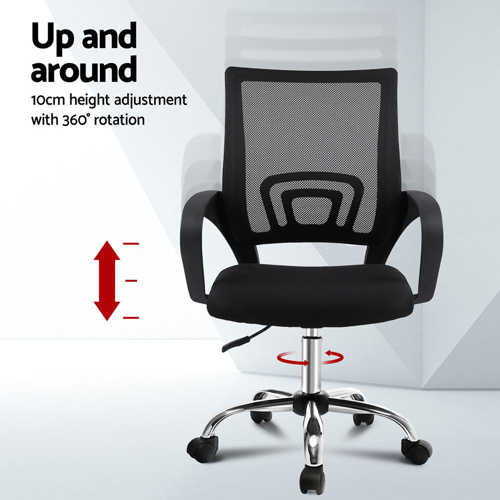 Set of 2 Essential Mesh Office Chairs – Black - Homecoze