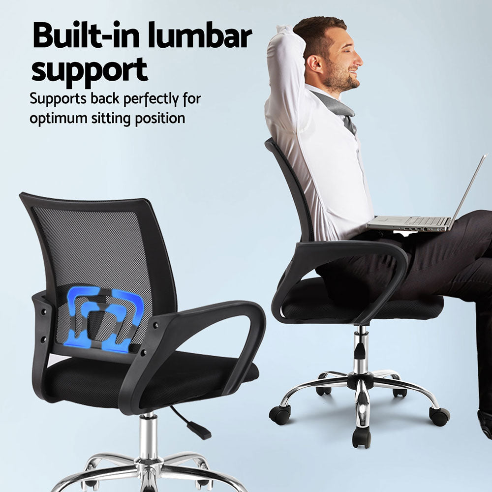 Set of 2 Essential Mesh Office Chairs – Black - Homecoze
