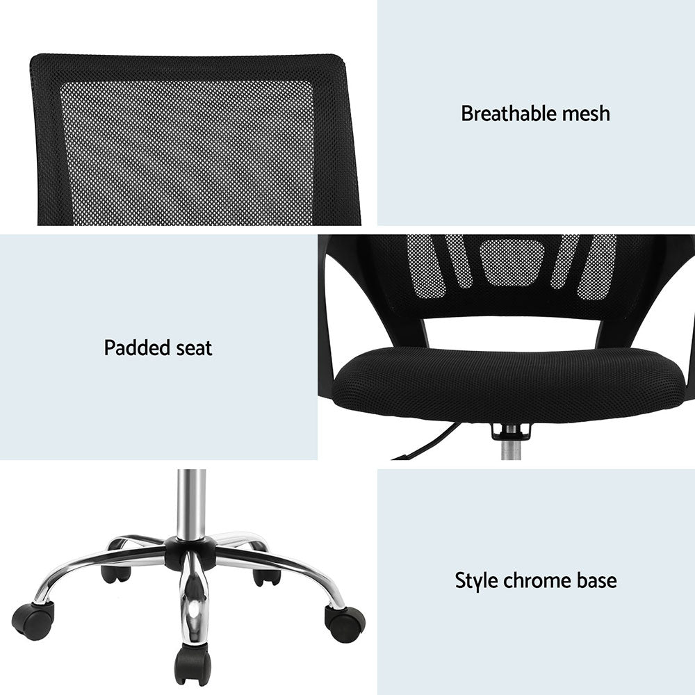 Set of 2 Essential Mesh Office Chairs – Black - Homecoze