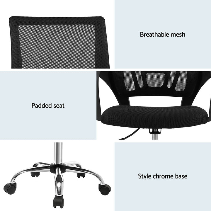 Set of 2 Essential Mesh Office Chairs – Black - Homecoze