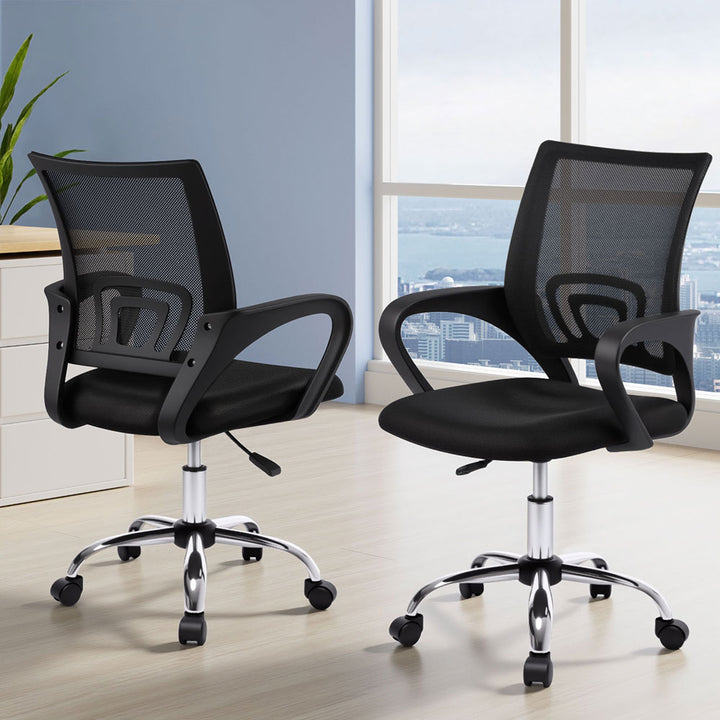 Set of 2 Essential Mesh Office Chairs – Black - Homecoze