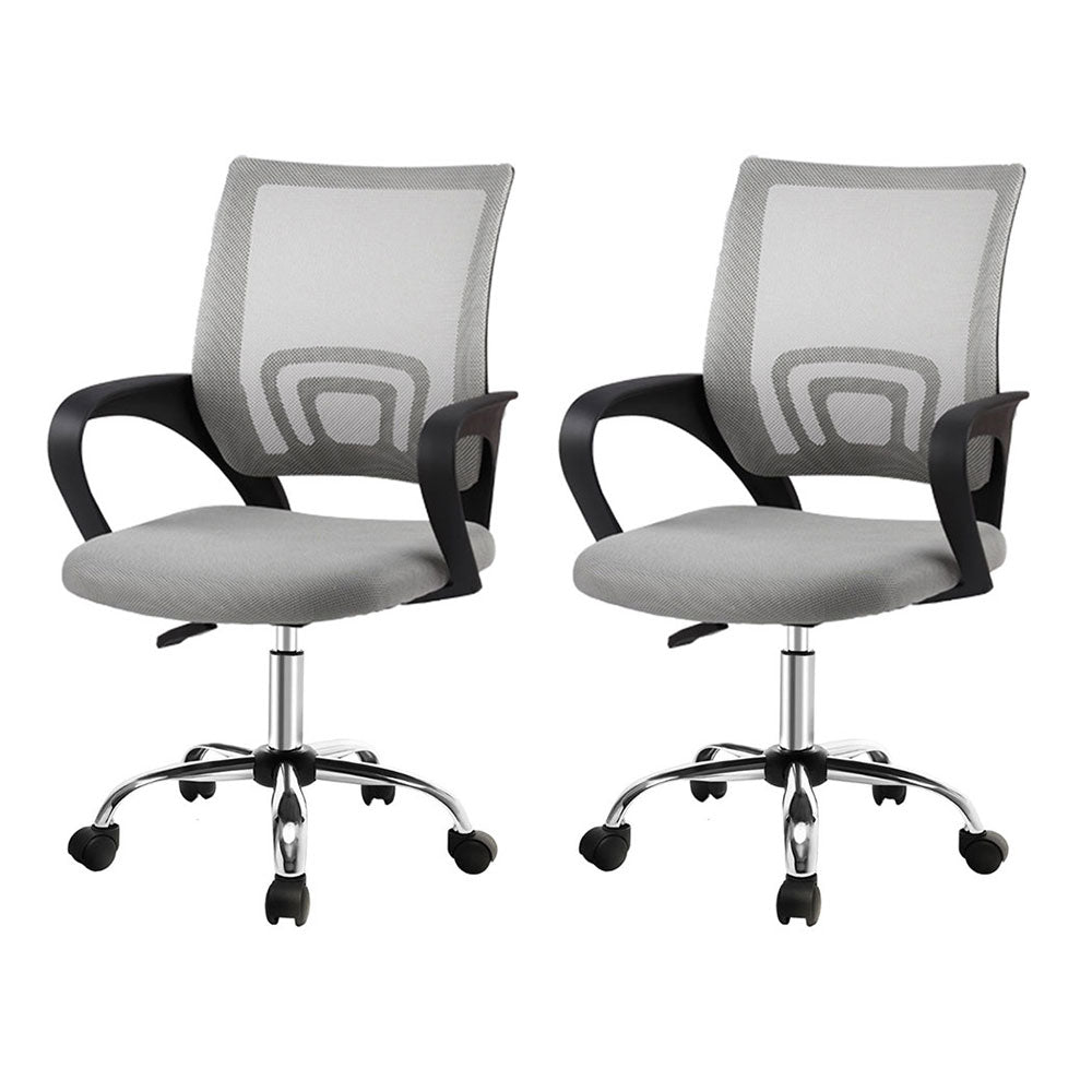 Artiss 2x Mesh Office Chair Mid Back Grey - Homecoze