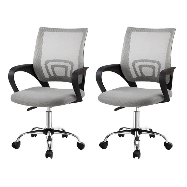 Artiss 2x Mesh Office Chair Mid Back Grey - Homecoze