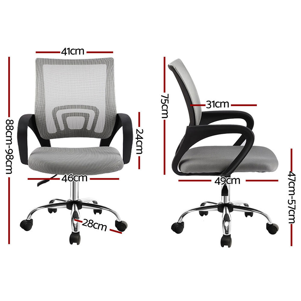 Artiss 2x Mesh Office Chair Mid Back Grey - Homecoze