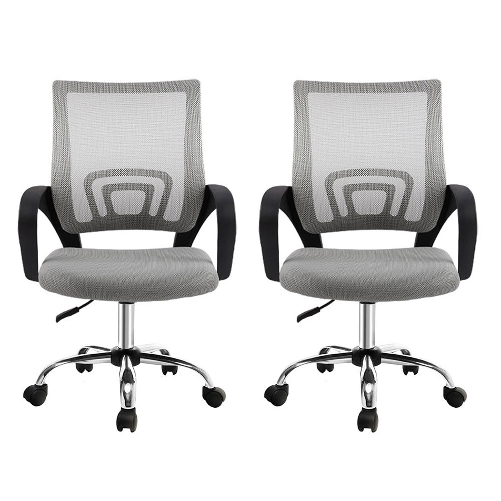 Artiss 2x Mesh Office Chair Mid Back Grey - Homecoze