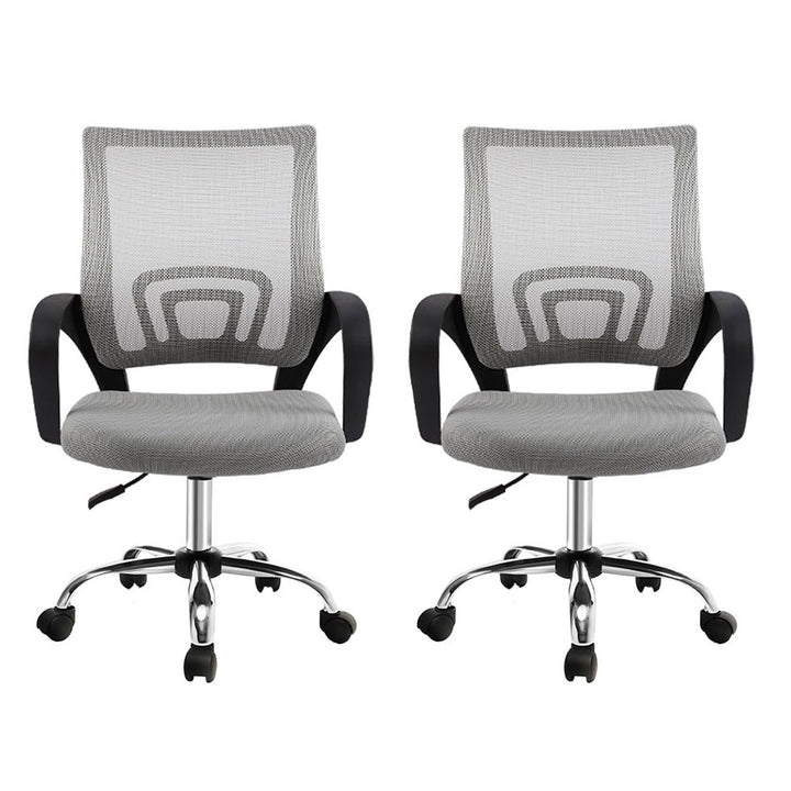 Artiss 2x Mesh Office Chair Mid Back Grey - Homecoze