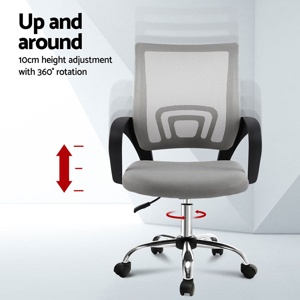 Artiss 2x Mesh Office Chair Mid Back Grey - Homecoze