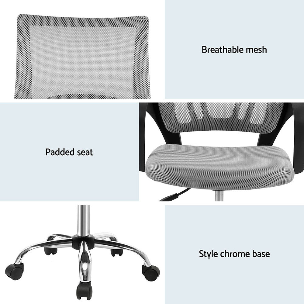 Artiss 2x Mesh Office Chair Mid Back Grey - Homecoze