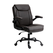 PU Leather Office Chair Mid Back - Brown - Homecoze