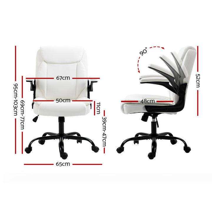 PU Leather Office Chair Mid Back - White