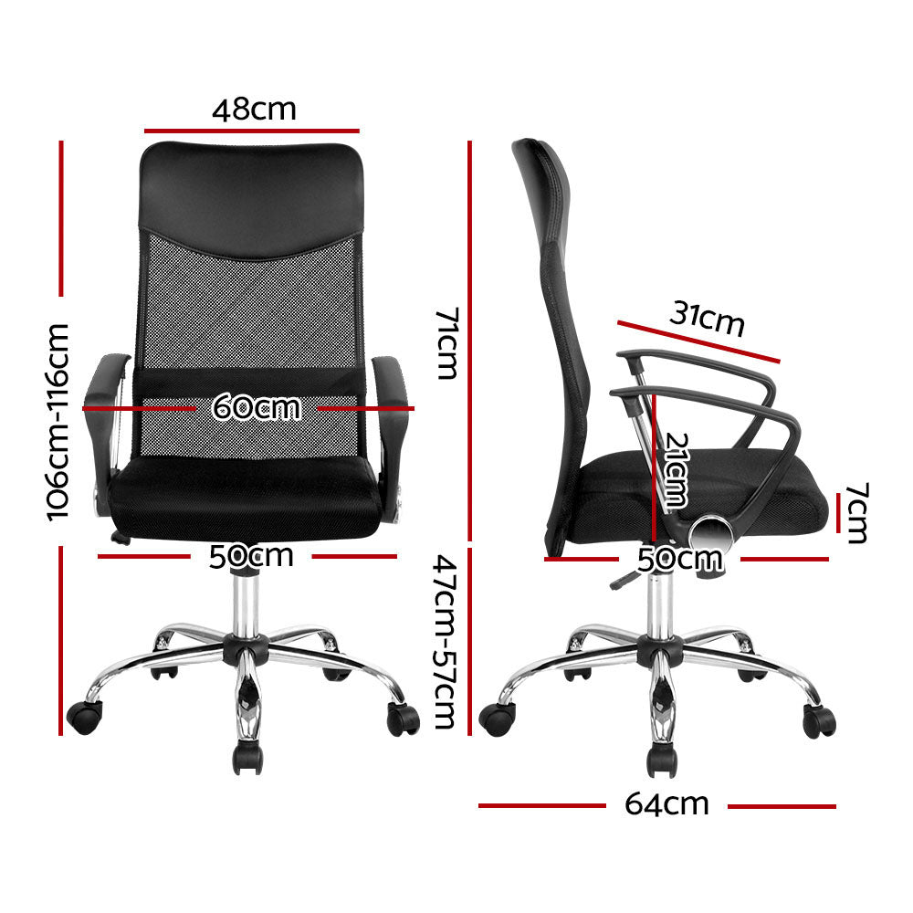 High Back Mesh Office Chair - Black - Homecoze