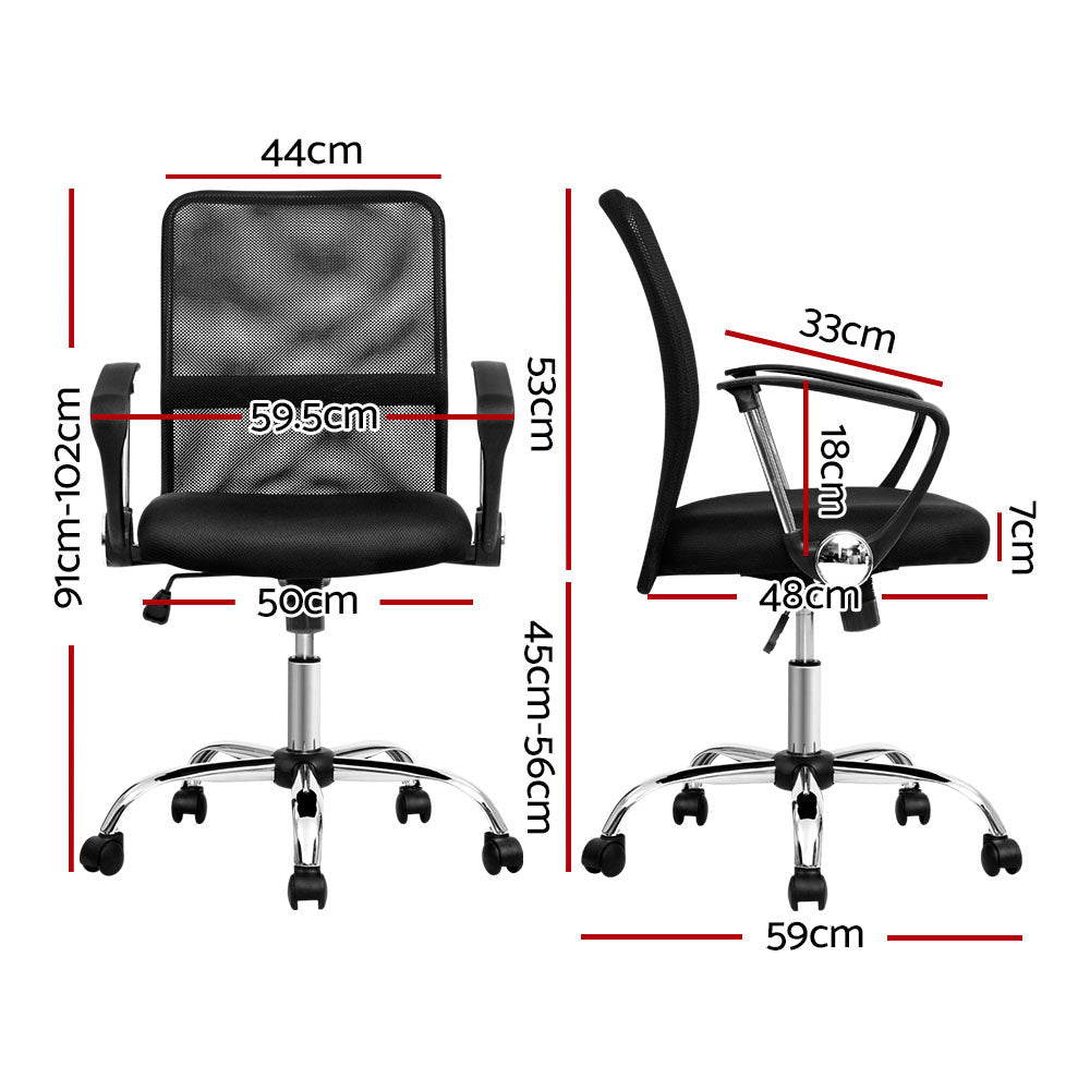 Mid Back Mesh Office Chair - Black - Homecoze