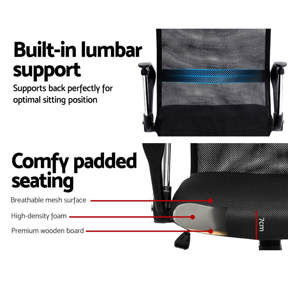 Mid Back Mesh Office Chair - Black - Homecoze