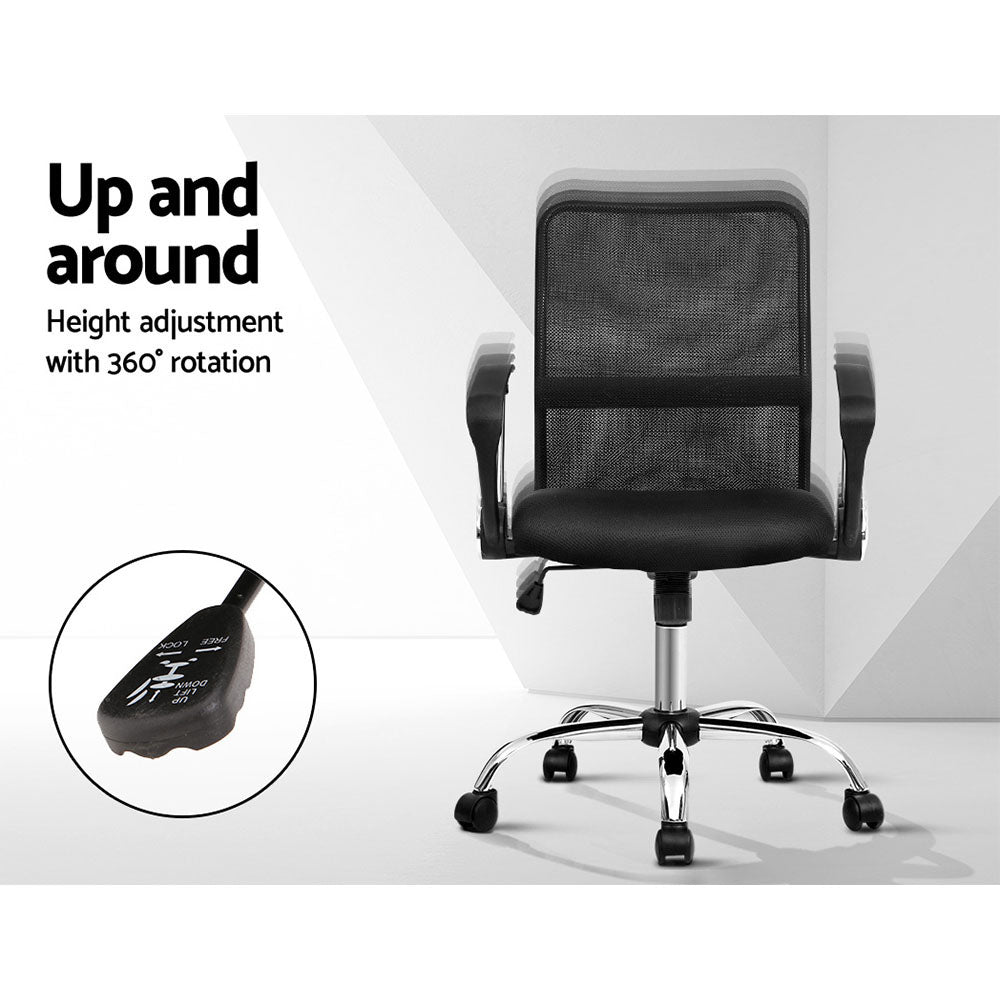 Mid Back Mesh Office Chair - Black - Homecoze