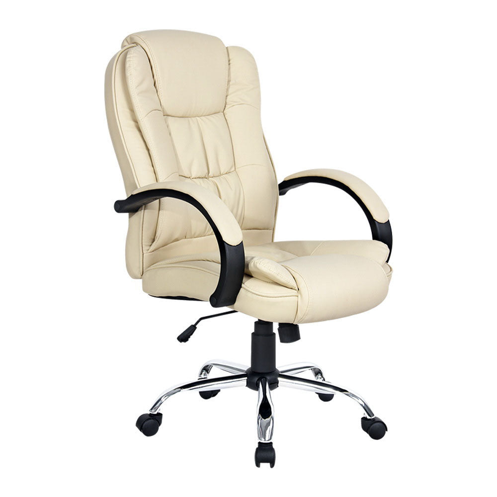 Executive PU Leather Office Chair - Beige - Homecoze