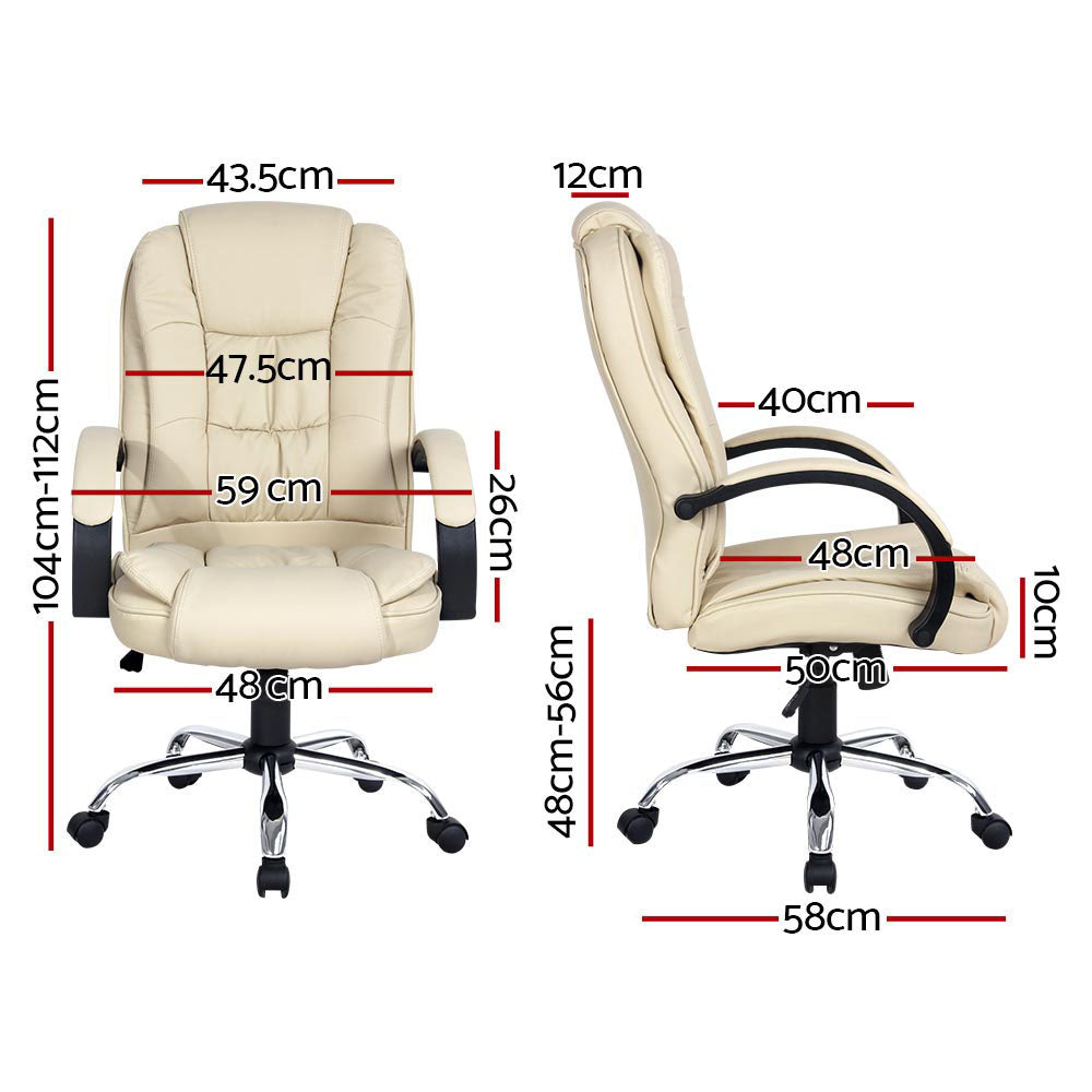 Executive PU Leather Office Chair - Beige - Homecoze