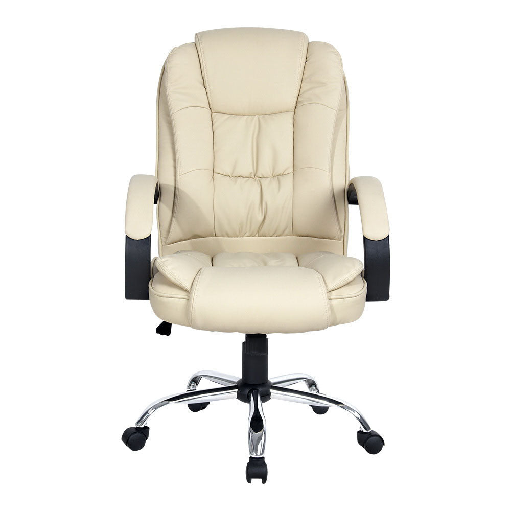 Executive PU Leather Office Chair - Beige - Homecoze