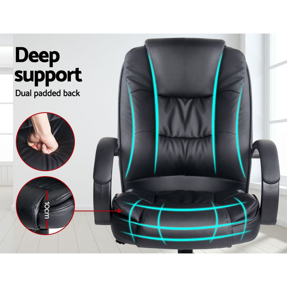 Executive PU Leather Office Chair - Black - Homecoze