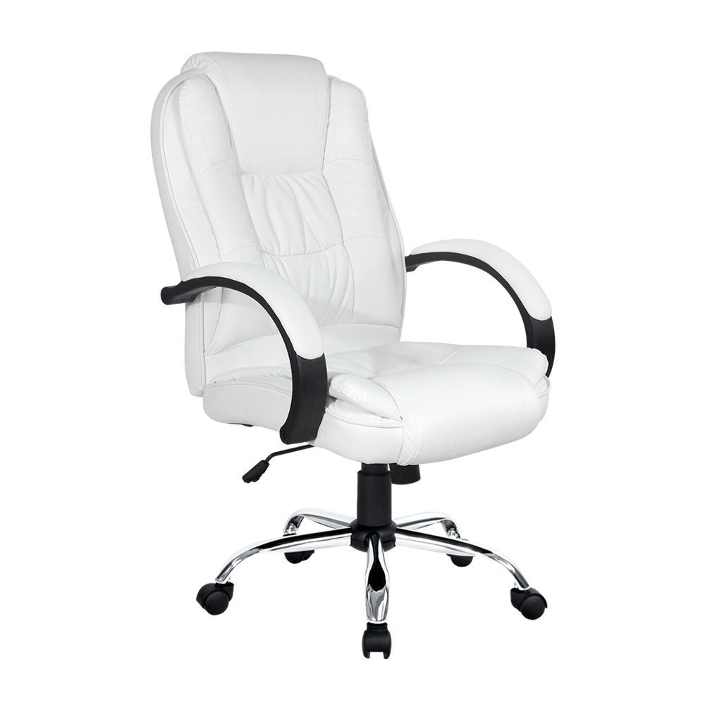 Executive PU Leather Office Chair - White - Homecoze