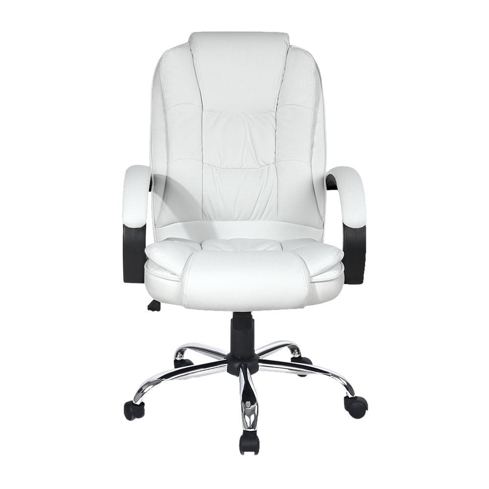 Executive PU Leather Office Chair - White - Homecoze